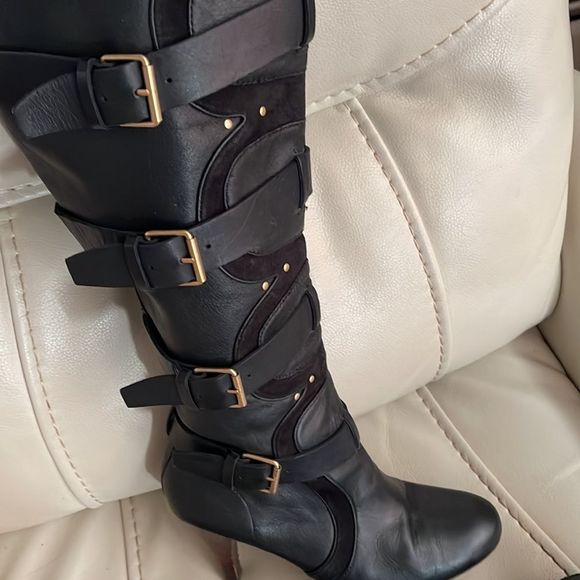 Ted Baker leather scallop boots size 6.5 US (4UK) worn once - Picture 2 of 3